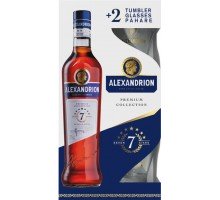 Бренди Alexandrion 7 летний 0.7 л + 2 стакана (5942122001402)
