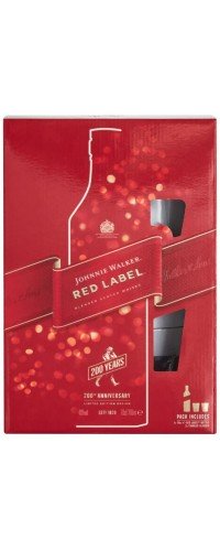 Виски Johnnie Walker Red label 4 года выдержки 0.7 л 40% с 2-мя стаканами (5000267175492)