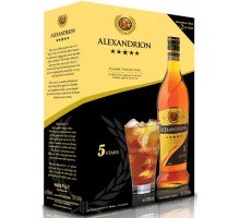 Бренди Alexandrion 5 летний 0.7 л + 2 стакана (5942122020045)