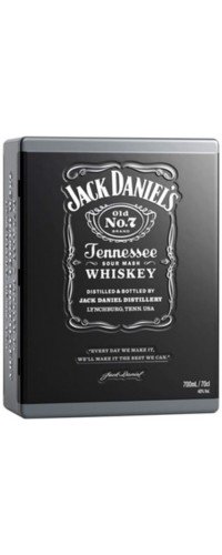 Jack Daniel's Old No.7 Whiskey 0,7L with 2 glasses in metal box (5099873045855)