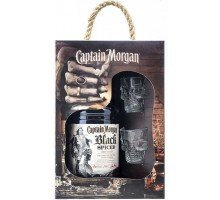 Ром Captain Morgan, Black Spiced 0.7л + 2 рюмки (4820178650533)