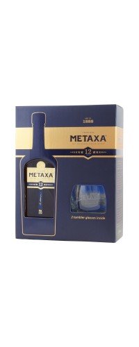 Бренди Метакса Metaxa 12 лет 40% 0.7л + 2 бокала