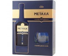 Бренді Метакса Metaxa 12 років 40% 0.7л + 2 келихи