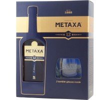 Бренди Метакса Metaxa 12 лет 40% 0.7л + 2 бокала