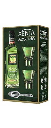 Абсент Xenta 0.7 л 70% в подарочной уп. 2 стакана + ложка (8034141060281)