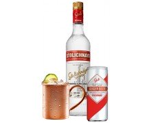 Set Vodka Stolichnaya 1l 40% 2pcs. + Ginger Beer Stoli 0.25 L x 24 pcs + Mug (4750021500114)