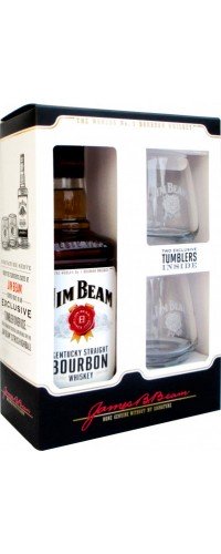 Виски Jim Beam (Джим Бим) 0.7 л + 2 бокала (5060045585714)