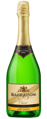 Вино игристое Bagrationi классическое белое полусладкое 12% 0,75л