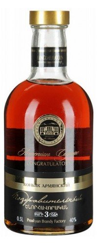 Коньяк Армянский "Поздравительный" 3 года 40% 0.5л